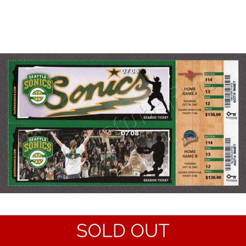 2007 SEATTLE SONICS KEVIN DURANT HOME DEBUT Ticket Sheet 1st (2) Games RARE!!